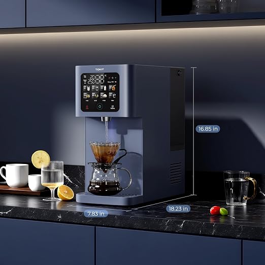 TOKIT Reverse Osmosis Water Filter Countertop T1 Ultra Cold & Hot Dual UV Water Dispenser 5℃ Cooling and Instant Heating RO Water Filtration System 8 Temp Choice, NSF/ANSI 58, No Installation for Home