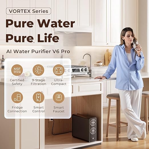 VIOMI V6 Pro Reverse Osmosis System, 600 GPD Tankless RO Water Filter System, Under Sink RO System, 9 Stage Filtration, 3:1 Pure to Drain, Reduce TDS, NSF/ANSI 372 & 58 Certified, Smart LCD Faucet