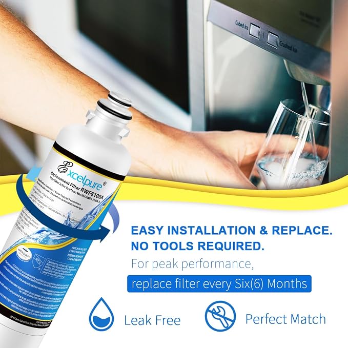EXCELPURE RWF6100A Refrigerator Water Filter Replacement for Bosch Ultra Clarity Pro, BORPLFTR50, 11025825 Refrigerator Water Filter, Compatible with 12028325, 11032531, B36CT80SNS, WFC100MF, 3 PACK