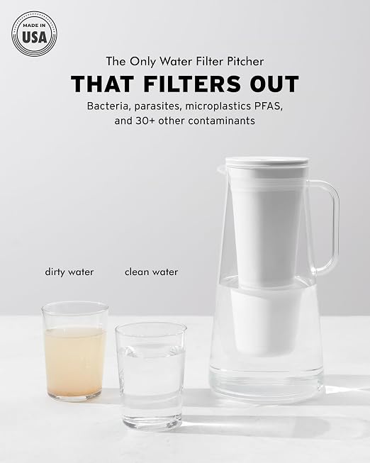 LifeStraw Home – Water Filter Pitcher, 10-Cup, Obsidian, BPA Free Designed for Protection Against Bacteria, parasites, microplastics, Lead, Mercury, PFAS and a Variety of Chemicals (Pack of 2)