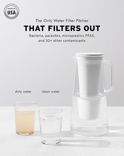 LifeStraw Home – Water Filter Pitcher, 7-Cup, White, BPA Free Designed for Everyday Protection Against Bacteria, parasites, microplastics, Lead, Mercury, PFAS, and a Variety of Chemicals