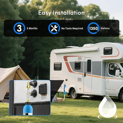 Lifefilter RV Water Filter with 90 Degree Elbow and Flexible Hose Protector | Reduces Chlorine, Bad Taste, Odor in Drinking Water, Dedicated for RVs Campers Marines, 3 Pack