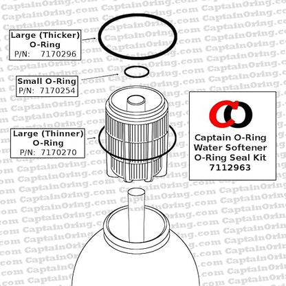 Water Softener O-Ring Seal Kit 7112963 / WS35X10001 for Kenmore, GE, and More Water Systems (Includes P/N: 7170296, 7170254, 7170270)
