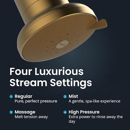 AquaTru Shower - Advanced Shower Filter Removes Impurities from Hard Water to Support Healthy Skin, Scalp, Hair, Reduce Breakage, and Enhance Your Beauty and Self-Care Routine (Brushed Gold)