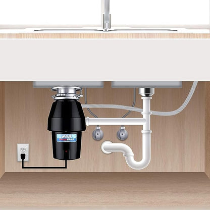 Waste Maid 10-US-WM-258-3B Garbage Disposal Anti-Jam Stainless Steel Food Waste Grinding System, 1/2 HP Mid Duty, Black