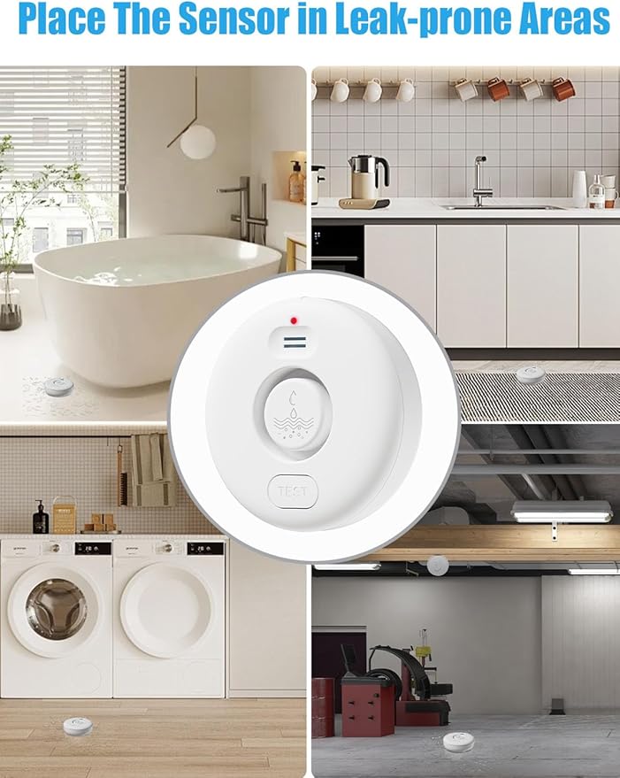 3 Pcs WD71 Water Leak Alarm Detector, 120dB Loud Alert Water Sensor, Can Use WiFi Gateway/Hub(Gateway Not Included), Easy Installation for Home, Basement Flood Prevention, Bathroom, Sink, Laundry