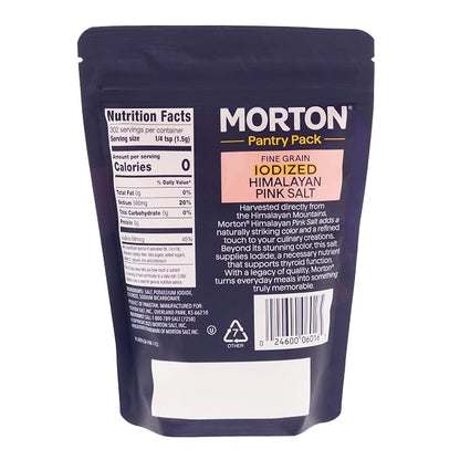 Morton Iodized Himalayan Pink Fine Salt 1lb., Resealable Pouch