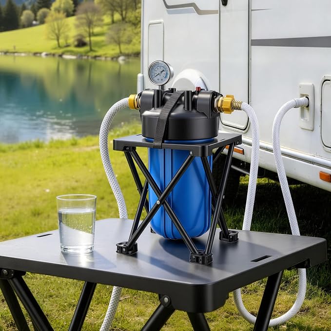 VEVOR RV Water Filter System for Campers, RVs & Travel Trailers, 4.5 x 10 in 0.5-Micron Filter with Cartridge & Bracket, Reduces Sediment, Chlorine, Taste & Odors