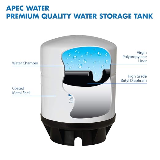 TANK-14 14 Gallon Pre-pressurized Reverse Osmosis Water Storage Tank & APEC Tank Ball Valve with 3/4 inch NPTF and 3/8” Output (TBVAL34-38 for Upgraded System)