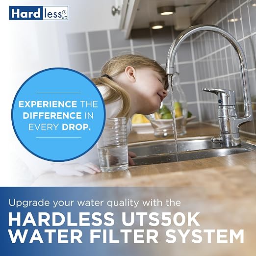 Hardless NG4L Whole House Water Filter & Under The Sink Water Filter - Salt-Free Softening, Comes w/ 3/4" Inlet/Outlet, Maintains Essential Minerals, Reduces Chlorine & Sediment, Easy Installation