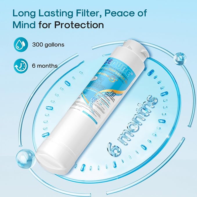 ICEPURE Alkaline RWF5800A-AL Refrigerator Water Filter and Air Filter Replacement for Frigidaire EPTWFU01, EWF02, Pure Source Ultra II, PureSource Ultra 2, BO022, MR022, SCWFTCTO, Enhances PH, 3Combo