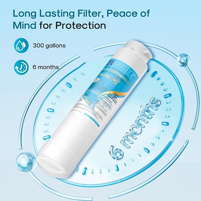 ICEPURE Alkaline RWF5800A-AL Refrigerator Water Filter Replacement for Frigidaire EPTWFU01, EWF02, Pure Source Ultra II, PureSource Ultra 2, GP006, BO022, MR022, SCWFTCTO, 4562222, Enhances PH, 3Pack