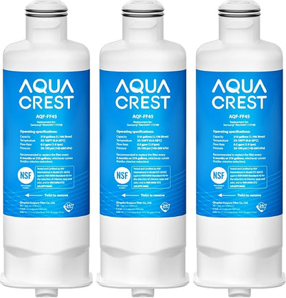 AQUA CREST AQF-FF45 Replacement for Samsung® DA97-17376B, DA97-08006C, HAF-QIN/EXP, RS27T5200SR, RF28T5001SR, RF24R7201SR, RF28R6201SR, Refrigerator Water Filter, 3 Pack