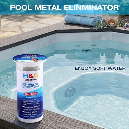 H&G Lifestyles Pool Metal Remover,Spa Water Filter for Pool & Spa, Iron Remover for Pools, Pool Scale Build-Up Remover, Reduces Metals & Prevents Staining, Lasts Up to 6 Months, 2 Pack