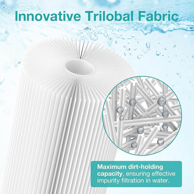 SimPure 10"x4.5" Pleated Sediment Water Filter, 50 Micron Whole House Water Filter Cartridge for Well Water Compatible with FXHSC, ECP20-BB, R50-BBSA, CB1-SED10-BB (4 Pack)