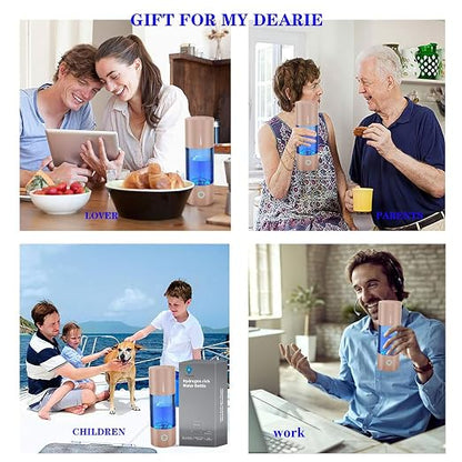 Tritan Hydrogen Water Bottle Generator - 5Min Quick Electrolysis Hydrogen Water Machine, madeking Portable Rechargeable Hydrogen Rich Water Cup Maker, Good for Travel, Sports, Gift, Type C (Gold)