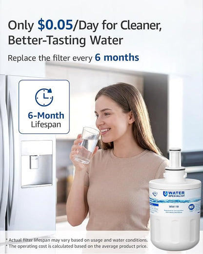 Waterspecialist WS611B Water Filter Replacement for Samsung® DA29-00003G | Replacement for DA29-00003B, Aqua-Pure Plus, RSG257AARS, RFG237AARS, HAFCU1, RS22HDHPNSR, WSS-1, Refrigerator Water Filter