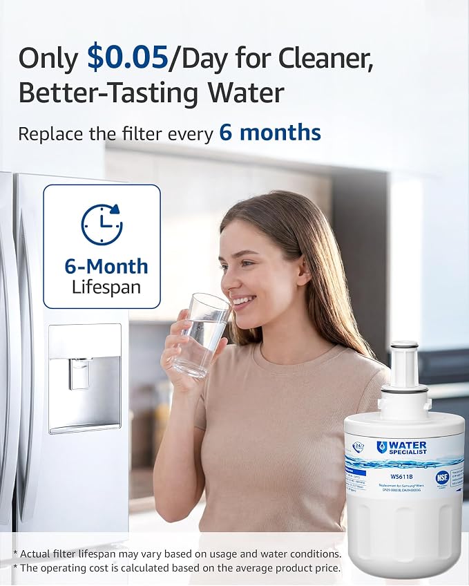 Waterspecialist Water Filter Replacement for Samsung® DA29-00003G, 3 Pack | Replacement for DA29-00003B, Aqua-Pure Plus, RSG257AARS, RFG237AARS, HAFCU1, RS22HDHPNSR, WSS-1, Refrigerator Water Filter