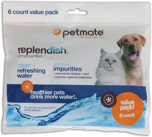 Petmate Replendish Charcoal Replacement Filters Control Chlorine (packaging may vary), 6 Count