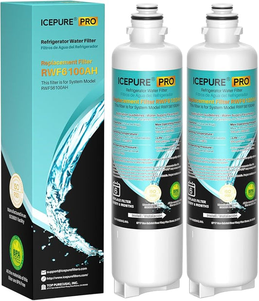 ICEPURE PRO BORPLFTR50 Refrigerator Water Filter Replacement for Bosch Ultra Clarity Pro BORPLFTR55, 12033030, 12028325, 11025825, 11032531, B36CT80SNS, B36CL80ENS, WFC100MF, WFS200MF,2PACK