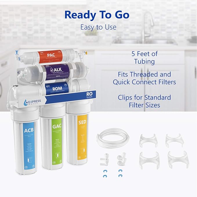 Express Water Filter Upgrade Kit for Reverse Osmosis and Under Sink Water Filtration System – Add a New Filtration Stage to Your System – Includes Adapters for ¼” Threaded and Quick Connect Filters