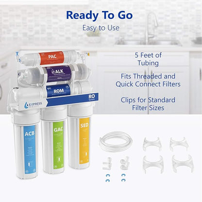 Express Water Filter Upgrade Kit for Reverse Osmosis and Under Sink Water Filtration System – Add a New Filtration Stage to Your System – Includes Adapters for ¼” Threaded and Quick Connect Filters