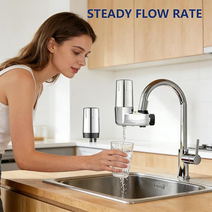 2 Pack Faucet Filter Replacement for Brita® Faucet Filter 36311 On Tap Water Filtration System Compatible with Brita® Replacement Filters 36313, FR-200, FF-100, Chrome