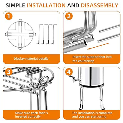 Extra Tall 8" Stainless Steel Gravity-fed Water Filter Stand with Rubber Non-Slip Feet - 9" Diameter, Compatible with Most Medium Size Gravity-fed Water Systems