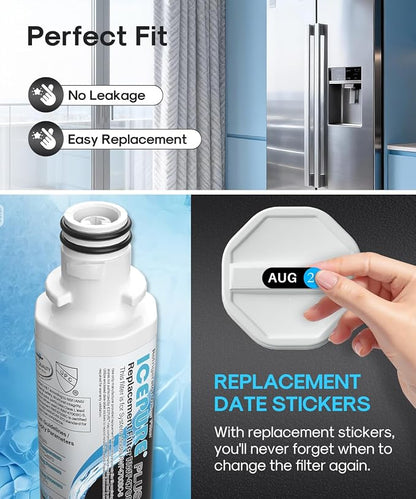 ICEPURE PLUS ADQ747935 LT1000PC NSF/ANSI 53&42 Certified Refrigerator Water Filter, Remove Lead, Replacement for LG LT1000P/PC/PCS, LMXS28626S,MDJ64844601,ADQ74793501,9980 and LT120F Air Filter 3Combo