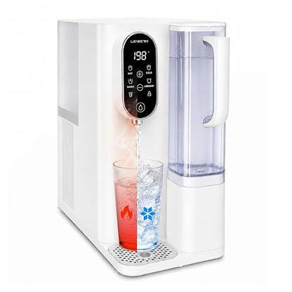 Leysern Hot & Cold Countertop Reverse Osmosis Water Filter, No Installation | 7-Stage RO Filtration with UV, Dual-Thermoelectric Cooling, Water Purifier with TDS Monitor, NSF 372 Certified, White