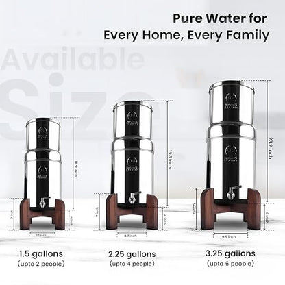 Phoenix Gravity 2.25G Water Filter System with Teak Stand & Fluoride Filter