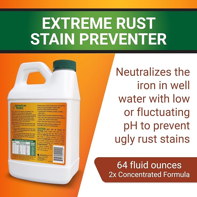 RR2 Rid O' Rust Extreme Water Rust Stain Preventer for Irrigation Systems, 64 Fl Oz Bottle, 4 Pack