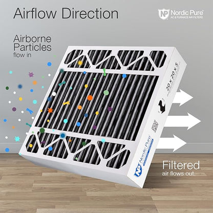 Nordic Pure 20x20x5 (Actual Size: 19 5/8 x 19 7/8 x 4 3/8) Honeywell Replacement Furnace Filters MERV 12 Plus Carbon 4 Pack