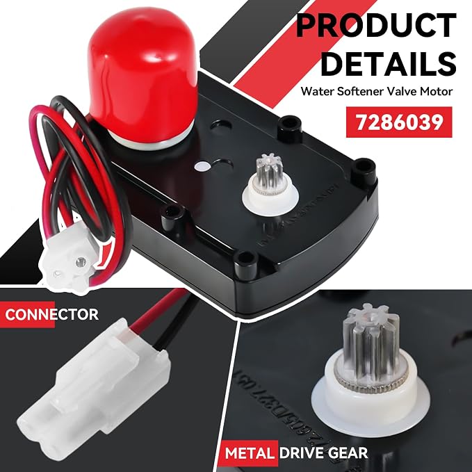 7281291 7286039 7384691 Water Softener Valve Motor with Screws Replaces Old Part Numbers:7234731,7228900, WS26X10021,WS26X21821,Fit for Softener Systems