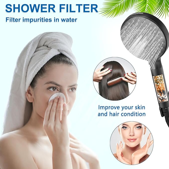 Multi-Stage Shower Filter Replacement Compatible with SR SUN RISE Shower Handheld, High Pressure 9 Spray, Hard Water High Efficiency Filter,4 Pack