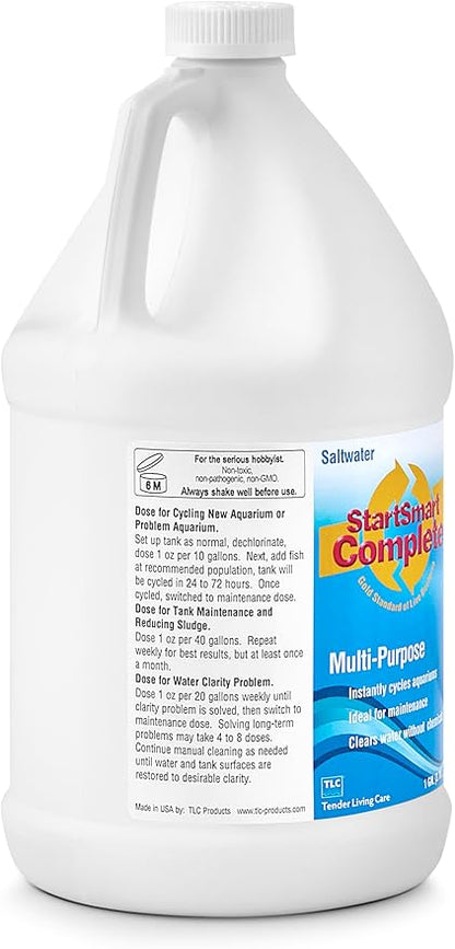 TLC Products StartSmart Complete Saltwater Aquarium Cycle Starter & Beneficial Nitrifiers, Supports Clear Water & Biofiltration, Reduces Excess Sludge, 1 Gallon (3.78 L)
