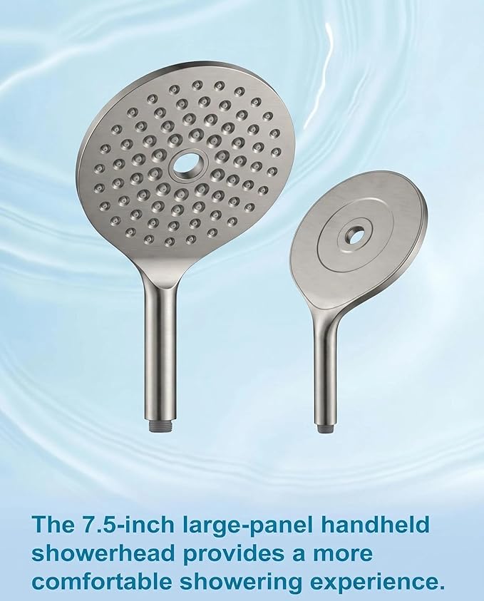 Handheld Shower Head with Filter High Pressure 2-in-1 Dual Spa System 7.5" Rainfall Filtered Showerhead Water Softener Filters for Hard Water 59" Stainless Steel Hose Brushed Nickel