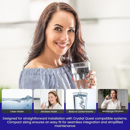 Crystal Quest Alkalizer, Ionizer, Mineralizer & Oxidation Cartridge – Boosts pH & Alkalinity, Enhances Taste with Essential Minerals, Long-Lasting Performance, Easy Installation 4-5/8” x 20”
