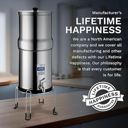 Survivor Filter Ultra Gravity Water Filter System - Stainless Steel Countertop Gravity Fed Water Filter with Stand, 2.25 Gallon, for Home and Outdoors - Removes Bacteria, Viruses, and Parasites