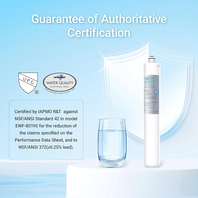 AQUA CREST I2000 2 Under Sink Water Filter, Replacement for Everpure I2000 2, EV9612-22, MC2, ESO7, MH2, EV9612-56, EV9607-25, EV9613-21, NSF/ANSI 42 Certified, 26000 Gallons, 2 Pack