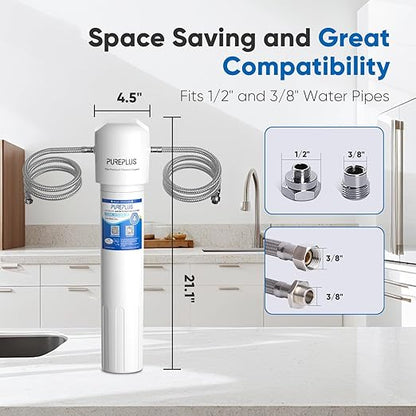 PUREPLUS WFS5300A-20 5 Years Under Sink Water Filter System,NSF/ANSI 42 Certified, 40000 Gallons Removes Chlorine,Bad Taste & Odor, Direct Connect Under Counter Water Filtration System