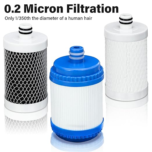 3 Stage RV Water Filter System with 3 Replacement Filters 0.2 Micron High Flow Camper Water Filter for RV and Boat