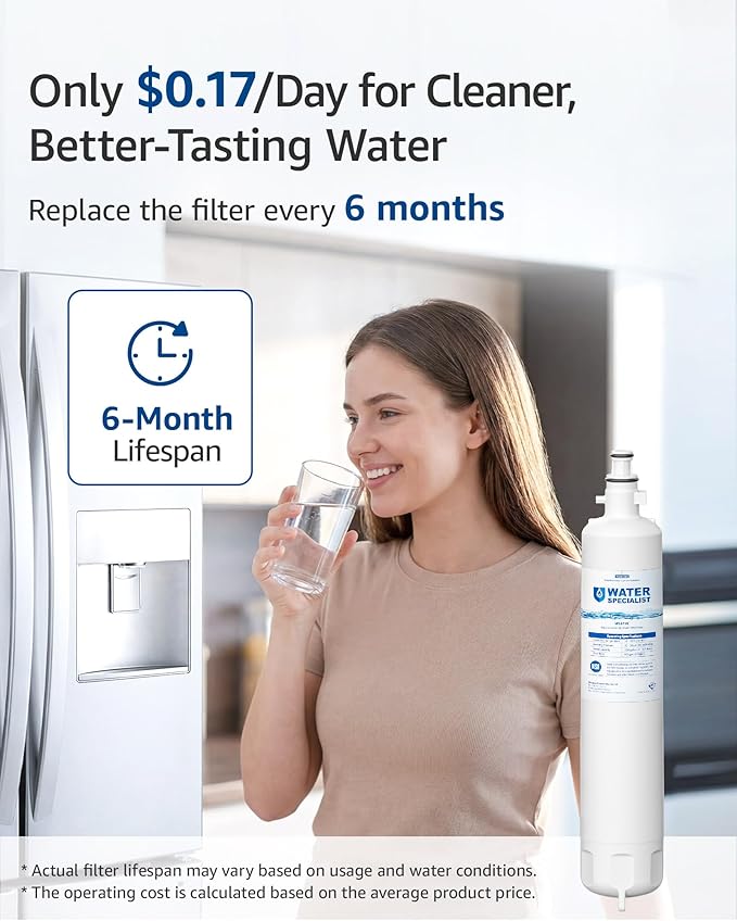 Waterspecialist WS619C Replacement for GE® RPWFE®, RPWF (Built-in CHIP) Refrigerator Water Filter, Compatible with GYS22GMNES, GYE22HSKSS, PYE22PELDS, GFE26GMKES, GFE28GYNFS, PFE28KYNFS, 3 Filters