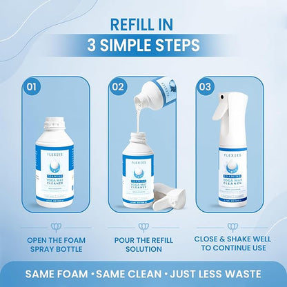 Flexies Foaming Yoga Mat Cleaner Refill Pack | Plant-Based Foaming Spray | Deep Cleans Yoga and Pilates Mats, 6.76 fl oz, Fragrance-Free