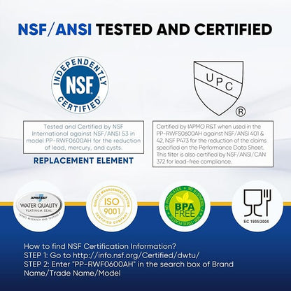 PUREPLUS NSF/ANSI 401, 53, 42 & NSF P473 Certified Replacement for HDX FMG-1, PL-100, WFC1201, PC75009, RWF1060, RWF0600A, 469991 Refrigerator Cartridge,2Pack