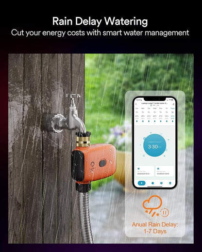 Lumary WiFi Water Timer for Garden Hose w/Hub Brass Inlet, Work with Alexa | Brass Inlet, Support Rain Delay/Remote/Auto/Manual, Battery Sprinkler Timer for Drip Irrigation System, Programmable Faucet