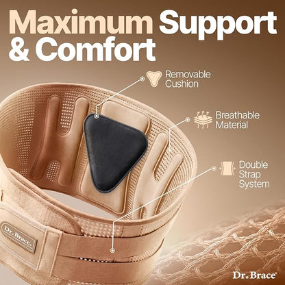 DR. BRACE® Lower Back Brace for Men & Women for Lower Back Pain Relief, Revolutionary Versatile Splints System & Removable Lumbar Pad, Adjustable & Breathable Back Support Brace (41.3-47.2″)