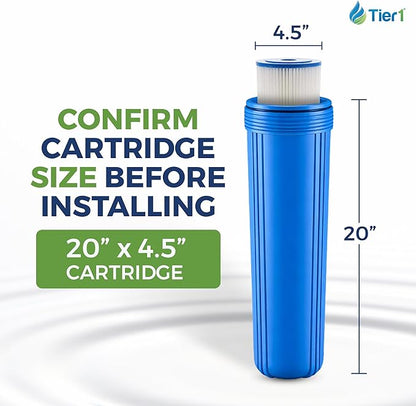 Tier1 20 Micron 20x4.5 Water Filter | Whole House Sediment Water Filter | Pleated Polyester Cartridge | Replacement for Pentek ECP20-20BB, Hydronix SPC-45-2020 | High-Flow 4.5 x 20 Water Filter (2pk)