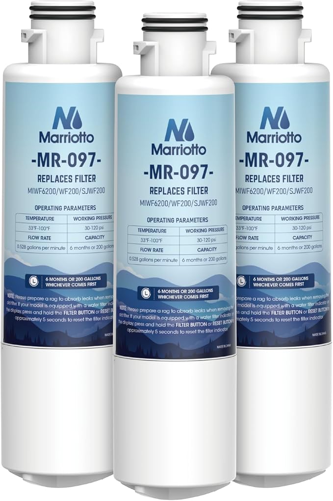 MARRIOTTO MIWF6200 Water Filter Replacement for Midea MIWF6200, MRS26D5AST, MRS26D7AST, MRQ22D7AST, MF-2008-R2, NS-WF26SS0-1, Zline MIWFT2100, RFM-W-36, WF200, SJWF200, SJG2254FS, NSF42, (3 Pack)