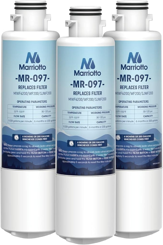 MARRIOTTO MIWF6200 Water Filter Replacement for Midea MIWF6200, MRS26D5AST, MRS26D7AST, MRQ22D7AST, MF-2008-R2, NS-WF26SS0-1, Zline MIWFT2100, RFM-W-36, WF200, SJWF200, SJG2254FS, NSF42, (3 Pack)